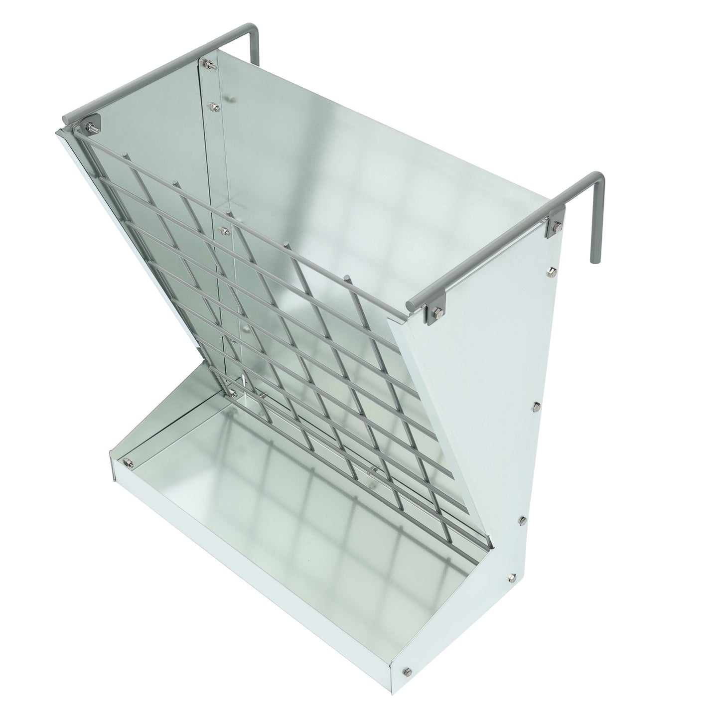 Hanging Goat Hay Feeder Large Capacity W/Adjustable Hooks Fit for Different Stall & Corral,Galvanized Steel Livestock Grain Feeder Rack for Sheep, Horse