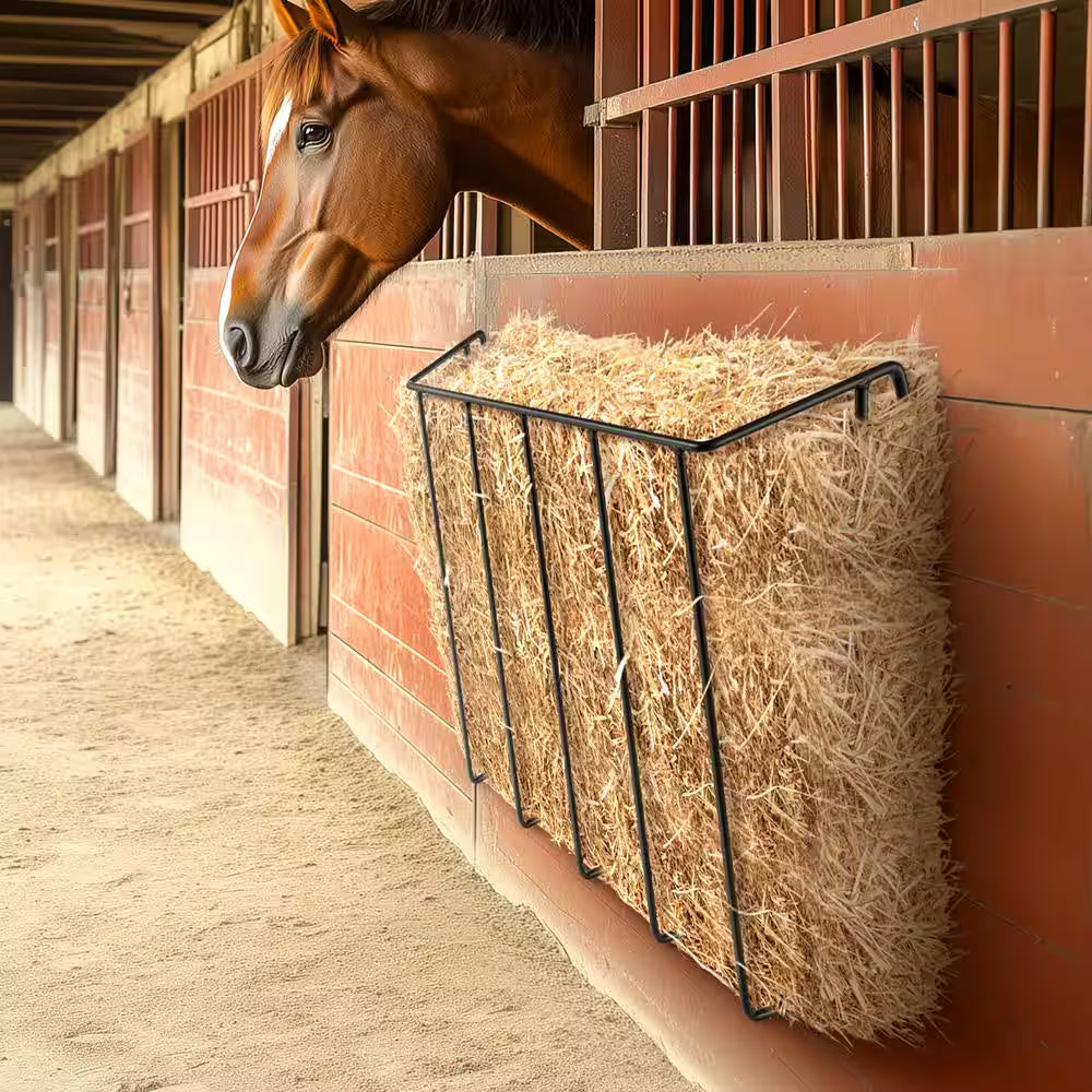 Livestock Hay Feeder, 24 Gal. Large Capacity, Heavy-Duty Steel Goat Hay Rack, 27 In. Long Wall Mounted Horse Hay Holder