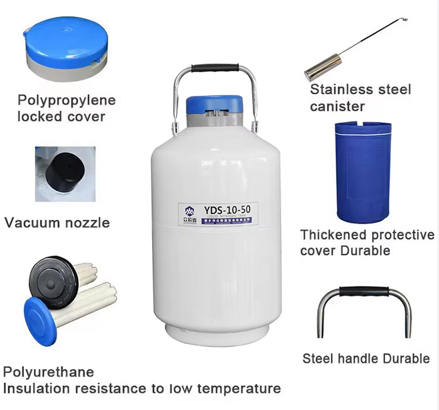 10L Liquid Nitrogen Container Six Canisters Cow Horse Bull Livestock Semen Frozen Semen Storage YDS-10