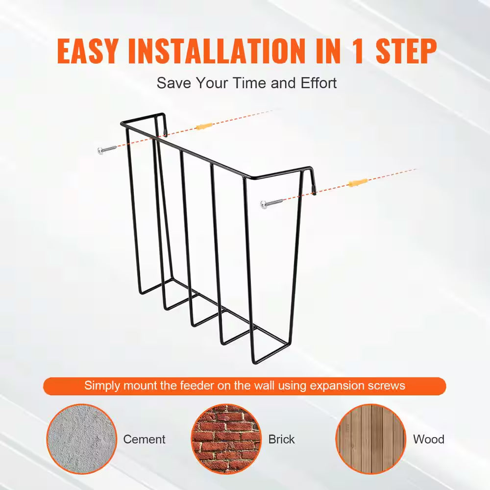 Livestock Hay Feeder, 24 Gal. Large Capacity, Heavy-Duty Steel Goat Hay Rack, 27 In. Long Wall Mounted Horse Hay Holder